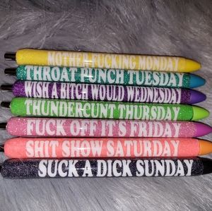 Bad days of the week colored ink pen set